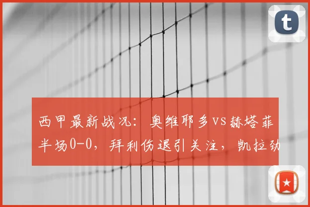 西甲最新战况：奥维耶多vs赫塔菲半场0-0，拜利伤退引关注，凯拉劲射中柱险破门